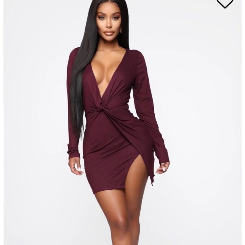 FashionNova burgundy dress